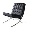 thumbnail image 3 of Classic  Accent Chair With Ottoman,  Genuine Leather Lounge Chair Club Chair with 304 Stainless Steel Frame, Ergonomic Leisure Reading Upholstered Chair Armless Chair for Bedroom, Living Room, Black, 3 of 6