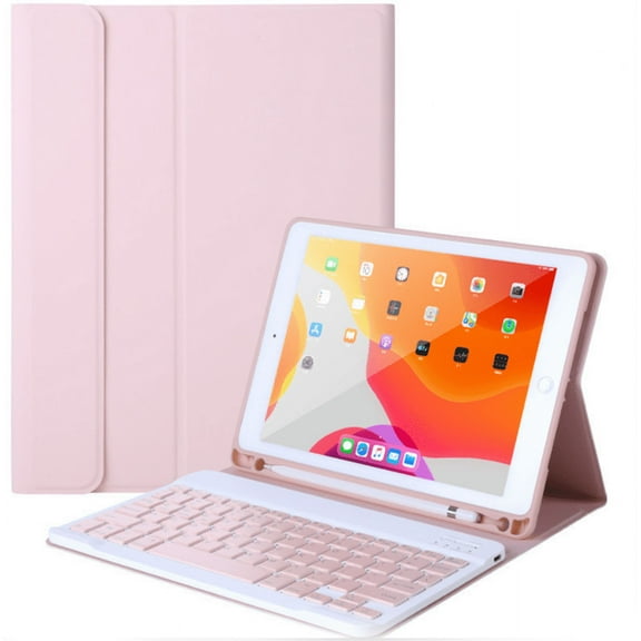 For iPad Wireless Bluetooth Keyboard Synthetic Leather Case with Bluetooth Keyboard for Apple ipad Pro 9.7 inches(Pink)