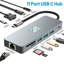 USB C Docking Station, 11 in 1 USB C Hub Multiple Adapter with HDMI 100W DP 3 USB C/A Ports Ethernet Audio, USB C Dongle for Dell/HP/Lenovo ThinkPad/Surface