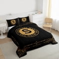 thumbnail image 3 of Manfei Initial Letter S Full Size Comforter Sets, Black Gold Monogrammed Bedding Comforter Set, Retro Tribal Aztec Geometric Reversible Bedding Sets, Breathable Home Decor, 3pcs, 3 of 8