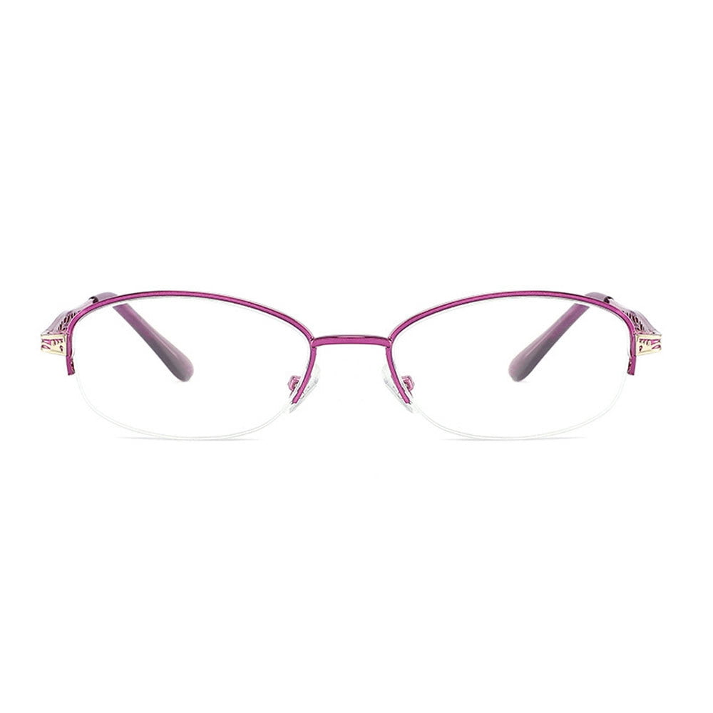 2 Pairs of Women Half Rimless Reading Glasses 1.50 Metal Presbyopic Glasses Anti-blue Light Readers 1.50 Strength