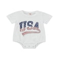 thumbnail image 1 of Infant Baby Independence Day Romper  Stripe Star USA Printed Short Sleeve Triangle Bodysuit, 1 of 8