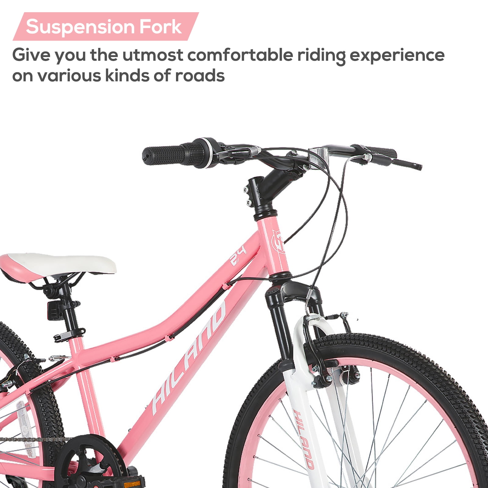 Hiland 24 Inch Mountain Bike, Front Suspension Fork Bicycles for Adults Multiple Colors