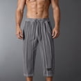 thumbnail image 2 of Men's Lightweight Long Beach Shorts Striped Textured Quick Dry Below Knee 3/4 Capri Pants with Pockets for Workout Running Training Summer Big and Tall Size S-4XL Dark Gray, 2 of 7