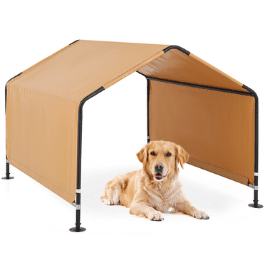 Magshion Dog Shade Shelter Pet House for Medium and Large Dogs, Waterproof Rain Canopy Outdoor Tent for Backyard Balcony, Khaki