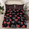 thumbnail image 2 of Manfei Boys Girls Love Heart Print 3pcs Twin Sheet Sets,Romantic Lover Couple Twin Fitted Sheet,Valentine's Day Breathable Flat Sheet,Super Cozy Room Decor, 2 of 7