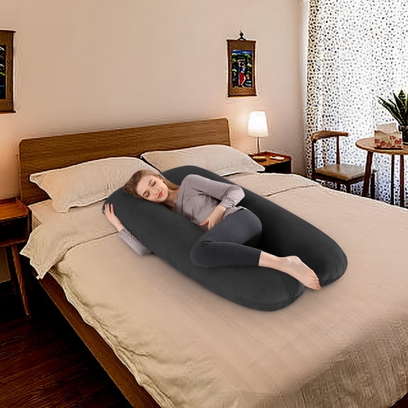 XIBUFE 2026 New Extra Long U Shaped Body Pillow,Cooling Pregnancy Pillows for Sleeping,48 Inch Full Body Support Maternity Pillow for Adults,Support for Back,Hip,Legs for Pregnant Women