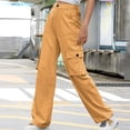 thumbnail image 4 of XFLWAM Cargo Pants for Women High Waist Straight Wide Leg Pants Stretch Casual Lightweight Trousers with Pockets, 4 of 9