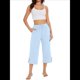thumbnail image 2 of Pantalones de Cintura Alta para Mujer, Cómodos, Informales, Holgados, con Cordón, Botones y Bolsillos. Azul S, 2 of 10