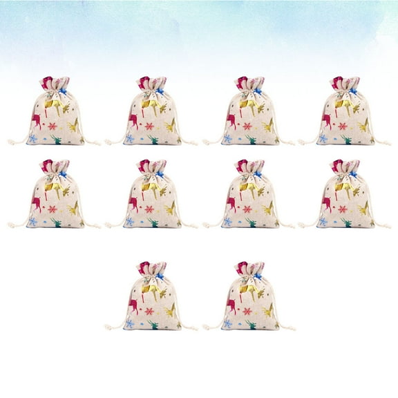 HINTRMENT 6 Multi-colored Cloth Drawstring Presents Bags Ideal for Christmas Party and Festival Celebrations 3.9x5.5in
