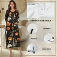 thumbnail image 6 of Xoenoiee Pumpkin Castle Moon Star Print Zipper Robes for Women Halloween Long Sleeve Housecoat Soft Nightgowns Sleepwear Crew Neck House Dresses with Pockets, Size XL, 6 of 7