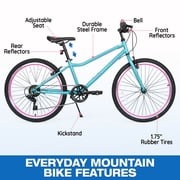 Hykolity 20 Inch Kids Mountain Bike Boys Girls Children Youth MTB Bicycle For Ages 8-13 Bikes With Adjustable Seat Dual Brake Kickstand Reflector, Blue