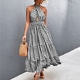 thumbnail image 4 of Femmes Robe Maxi Été, Attrayant Confortable Porter Imprimé Floral Femmes Robe Maxi Dos Nu Élégant pour les Soirées Décontractées Noir Plaid S, 4 of 6