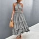 thumbnail image 1 of Vestido Maxi De Verano Para Mujer, Sin Mangas, Elegante, Cruzado, Con Cuello Halter, Sin Espalda, Para Fiestas De Graduación ANGGREK Tela escocesa negra M, 1 of 6