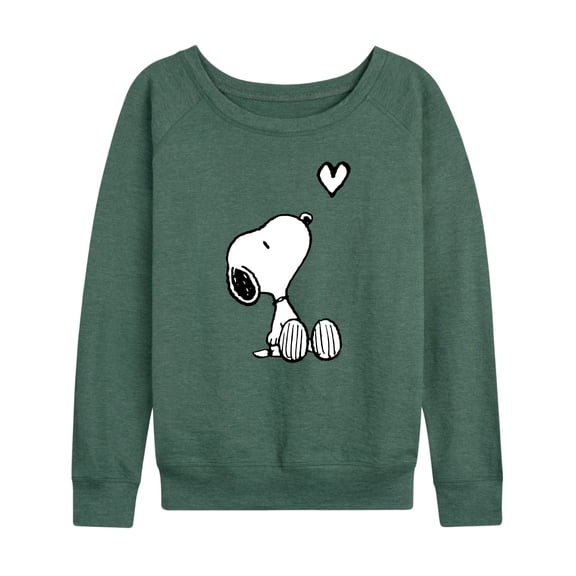 Peanuts - Snoopy White Heart - Women's French Terry Long Sleeve Pullover