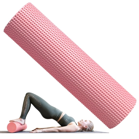 High-Density Foam Roller, 17.7 x 3.9 in Textured Massage Roller for Stretching and Workout Recovery, Pink