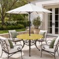 thumbnail image 2 of Round Outdoor Tablecloth with Umbrella Hole and Zipper, Yellow Botanical Tablecloth with Elastic Waterproof, Vintage Floral Plants Branch Patio Table Covers for 45" - 54" Picnic Pool Tables, 2 of 9