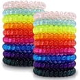 thumbnail image 5 of para coleta,soporte para coleta,coleteros de pelo transparente,coleteros coloridos en espiral a granel para mujeres y niñas,cabello grueso y fino（50pcs）, 5 of 5
