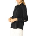thumbnail image 6 of Allegra K Women's Work Ruffle Trim Neckline Solid Shirt Button Decor Blouse, 6 of 7