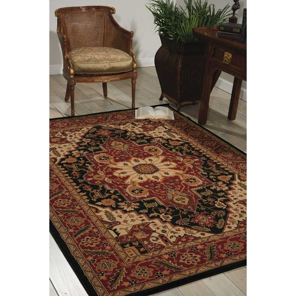Nourison Paramount Traditional Persian Black 5'3" x 7'3" Area Rug, (5' x 7')