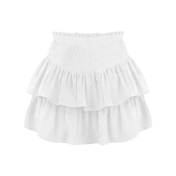 oqasdz Solid Color Women Irregular Pleated Flared Skort With Built In Skorts Birthday Female Dailywear