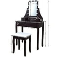 thumbnail image 2 of Patiojoy Make-Up Vanity Table Dresser Set w/LED Light & Padded Stool Brown, 2 of 9