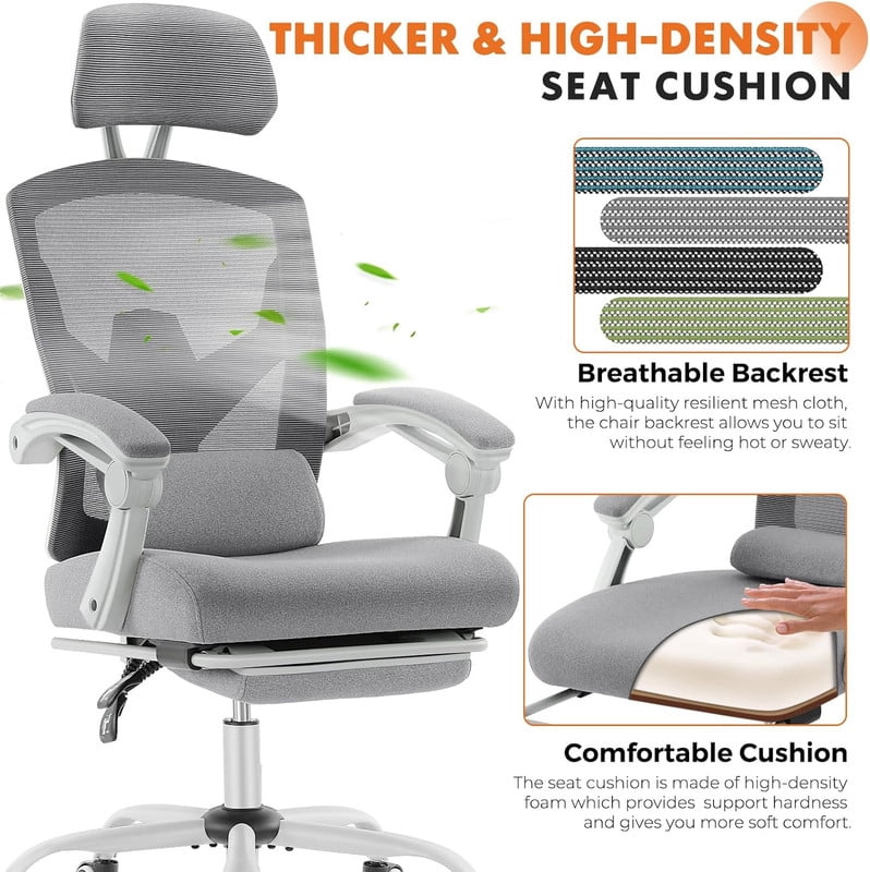 Beddle Desk Chair with Lumbar Support, High-Back Ergonomic Mesh Swivel Rolling Desk Chair for Home Office or Study, Green