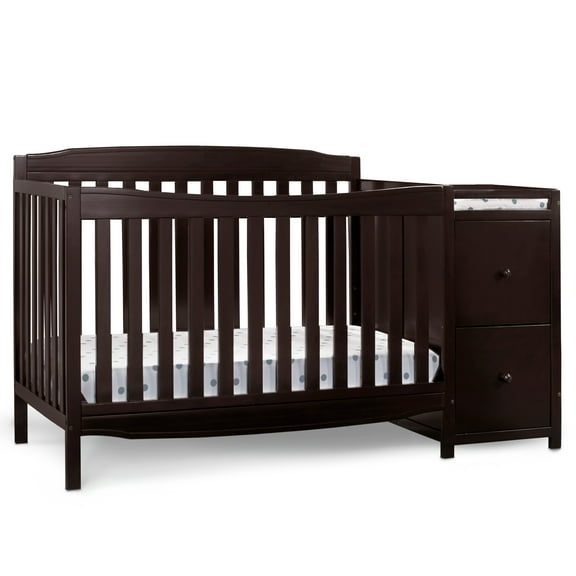 Delta Children Mason Convertible 6-in-1 Baby Crib and Changer, Dark Chocolate