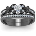 thumbnail image 2 of beryl_creation 925 Sterling Silver 2.55 Ct Heart Cut White Diamond Wedding Engagement Thanksgiving Christmas Bridal Ring Set 14K Black Gold Plated For Women's -4, 2 of 3