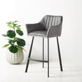 thumbnail image 2 of SAFAVIEH Rodi Modern Tufted Counter Stool, Grey/Black (22 in. W x 21 in. D x 37.5 in. H), 2 of 12