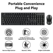 SANPTENT Wireless Keyboard and Mouse Combo, 104 Full Size Keyboard, 2.4GHz Portable for Windows, Mac Os, Desktop, PC, Laptop, Black