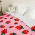 thumbnail image 6 of Pink Strawberry Fuzzy Blanket Fruit Theme Throw Blanket Watercolor Decorative Soft Cozy Flannel Blanket for Home Bed Sofa Couch Chair, Pink, 6 of 7