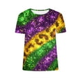 thumbnail image 5 of Gamivast Women Carnival Tops Relaxed Fitted Short Sleeve Sequin Mardi Gras Blouse Holiday Crewneck Tunic Party Tshirt Happy Mardi Gras Day T-Shirts, 5 of 6