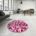 thumbnail image 4 of Ahgly Tapis Rond Abstrait Pastel Violet Rose Lavable en Machine, 3 Pieds Rond, 4 of 7