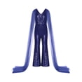 thumbnail image 3 of CHICTRY Kids Girls Sequins One Piece Party Jumpsuits with Tulle Cloak Flower Wedding Prom Dress Navy Blue 12, 3 of 6