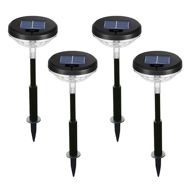 4 luces solares para caminos al aire libre, iluminación de paisaje 2 en 1 brillante con energía solar, IP65, luces solares de jardín con encendido y apagado automático para caminos de césped,