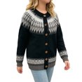 thumbnail image 4 of JUUNthy Womens Cardigan Sweater, Crew Neck Button Down Long Sleeve Vintage Floral Knit Casual Outwear Dark Gray S, 4 of 12