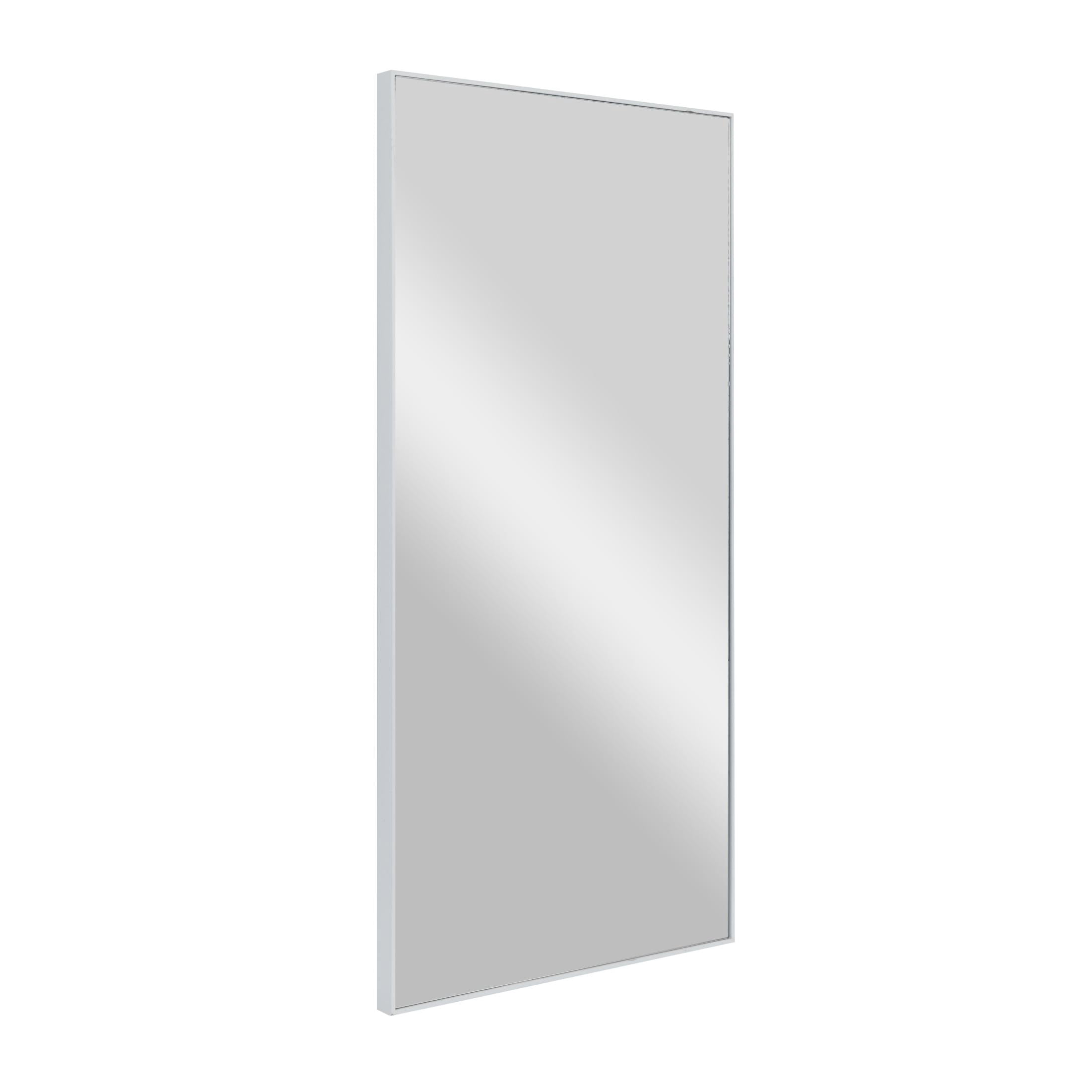 DecMode 18" x 36" White Wall Mirror with Thin Frame