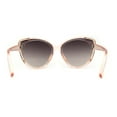 thumbnail image 4 of Womens Oversize Cat Eye Inset Lens Metal Jewel Edge Retro Sunglasses Clear Peach Brown Mirror, 4 of 4