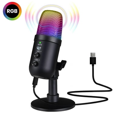 Atzeste USB Microphone, Computer Condenser Gaming Mic for PC/Laptop/PS4/5, Headphone Output, Volume Control, USB Type C Plug and Play, LED Mute Button, for Streaming, Podcast, Studio Recording