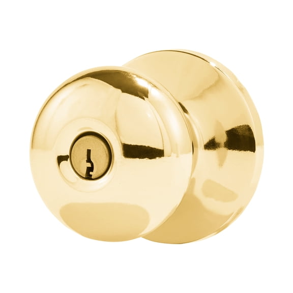 Hyper Tough Keyed Entry Mushroom Doorknob, Polished Brass