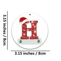 Beautynvta 26 Initial Letters Ornaments Christmas Tree Decoratin, 3.15'' Round Glittering Letter Pendant, Personalized Christmas Alphabet Decorations Gift, H