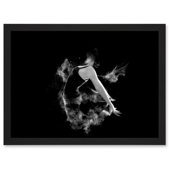 Photo Painting Dancer Leaping Smoke Effect Artwork Framed Wall Art Print A4