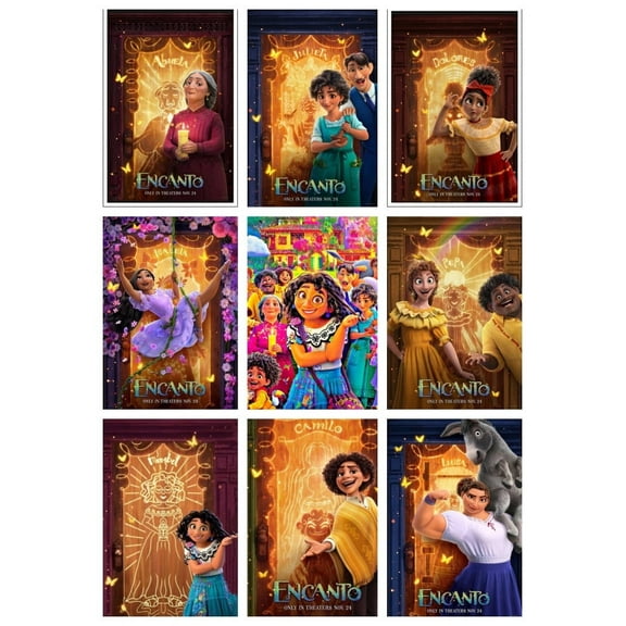 9PCS Encanto Magic filled the house Theme Bedroom Wall Decoration Posters (8X10 in) Unframed