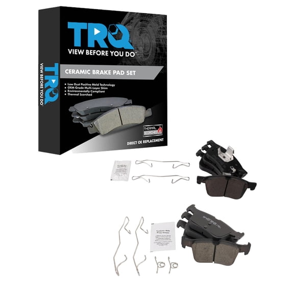 TRQ Front and Rear Brake Pad Set Ceramic Hardware Fits 2020-2021 Ford Escape 2021 Bronco Sport 2020-2021 Lincoln Corsair