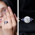 thumbnail image 3 of Rosec Jewels Certified Lab Created Diamond Engagement Ring for Women - Statement Diamond Sapphire Ring - EF-VS Quality, 18K White Gold, US 9.00, 3 of 8