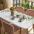 thumbnail image 3 of Sage Green Eucalyptus Leaves Table Cloths for 4 Foot Rectangle Tables, Spring Botanical Floral Patio Waterproof Elastic Fitted Tablecloths, Washable Rectangular Table Cover for Camping, 3 of 8