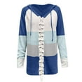 thumbnail image 6 of YWDJ Sweaters for Women Cardigan Open Front Long Hoodies For Lace Up Pullover Jacket Color Block Sweatershirt Blouses Fall Casual Loose Coat Long Sleeve Tops Sweater Blue XS, 6 of 6