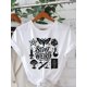 thumbnail image 1 of Halloween T-shirt - Stay Weird Witch Graphic Print T-Shirt - Mystical Symbols & Bold Lettering Crew Neck Short Sleeve Top for Women, Summer & Spring Casual Wear, Witchy Accessories, Quirky Style, 1 of 6