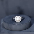thumbnail image 6 of Rosec Jewels Freshwater Pearl Halo Engagement Ring with Diamond - 7 Carat - AAA Quality - with Jewelry Box, 10K White Gold, US 9.50, 6 of 8
